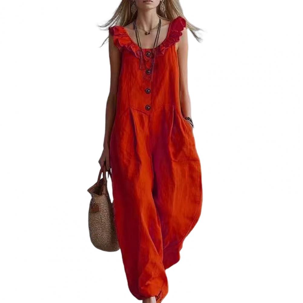 จั๊มสูทผู้หญิง ระบายอากาศได้ดี - Jumpsuit Linen Relaxed บทวิจารณ์และราคา